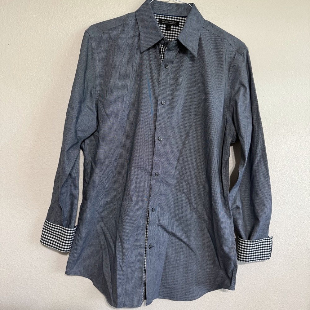 Banana Republic Dress Shirt Men's Large Gray Slim Fit Classic Formel Business